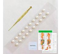 Pearl Ear Seeds Kit d'acupuncture avec graines d'oreilles avec sonde d'acupression Guide chinois et anglais 4 mm