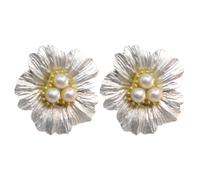 Pearl Flower Covers, 2 Pieces Elegant Shirt Buttons Accessories for Dress Shirts, Unisex Decorative Cufflink Style for Women Men Blouses Clothing Enhancement, Resin Pearls Finish