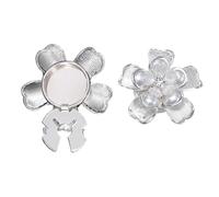 Pearl Flower - Shirt Cuff Link for Tuxedos | Iridescent Round Bead with Silver Plated Stem & Spring Tension Mechanism for Clipping, Gracing, Securing and Grooming Evening Party Outfits