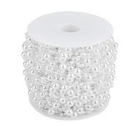 Pearl Garland String 60m Roll | 3mm & 8mm Grinding Beads for Wedding/Holiday Season/Home Decor | ABS Imitation Pearl DIY Decoration with 5 Colors (White)