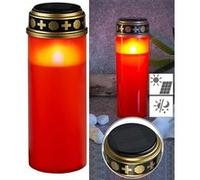 : Grande lanterne funéraire solaire avec LED effet flamme - coloris rouge