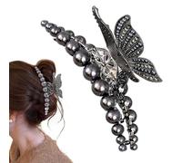 Pearl Hair Claws, Shark Hairpin, Grey Pearl Hair Clip, Metal Hairs Barrette with Elegant and Fashionable Design 4,33 x 2,36 x 1,97" for Securing Thick Hair in Trendy Hairstyles (1 pièce)