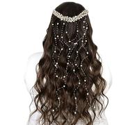 Pearl Hair Comb, Bridal Accessories, 22.8in Portable Elegant Headpiece, Decorative Pearls Design, Lightweight Wedding Headwear for Brides, Travel, Photography, Outdoor Use