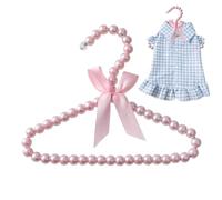 Pearl Hangers For Pet Clothes - Pearl Hangerss With Ribbon | Elegant Beads Bow Coat Storage Rack | Mini Pearls Dog Cat Clothing Hangers For Traction Rope Collar Handicrafts Dressing Table Nursery Toys