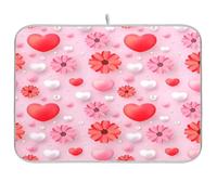 Pearl Heart Tapis de séchage absorbant pour comptoir de cuisine 45,7 x 61 cm - Motif floral de ferme - Égouttoir à vaisselle en bois
