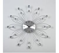 PEARL Horloge murale fleurs et perles métal Ø48 cm transparent et argenté