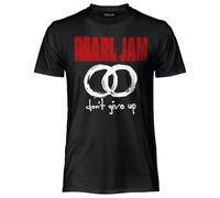 Pearl Jam T Shirt Officiel Don't Give Up T-shirt unisexe en coton Maillot Rock Coupe Regular pour adulte et garçon, Noir , Large