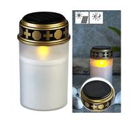 Pearl Lanterne funéraire solaire avec LED effet flamme - coloris blanc