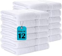 Pearl Linens Lot de 12 serviettes de bain blanches en coton - 50,8 x 101,6 cm - Légères et très absorbantes - Séchage rapide - Pour maison, hôtel, spa, salle de sport et salle de bain, hôtel (blanc)