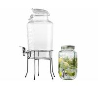 Pearl Lot de 2 distributeurs de boissons rétro en verre - 3,5 L et 6,5 L