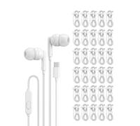 Pearl Lot de 30 écouteurs filaires USB C de type C pour iPhone 17, 16, 15 Pro Max Plus, iPad, Android, emballés individuellement, sans microphone, pour l'école, la salle de classe, le laboratoire