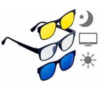 Pearl Lunettes anti-lumière bleue 3 en 1 avec sur-lunettes magnétiques pour vision nocturne et protection