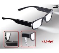 Lunettes de lecture à LED - PEARL - Cerclée - Dioptrie +2,0 - Avec batterie