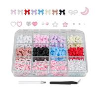 Pearl Nail Charm Set - 3D Resin Nail Aŕt Decorations | Assorted Bows, Hearts, Stars & Pearls For Manicure & DI Y Crafts