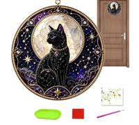 Pearl Painting Kits 30cm Halloween Celestial Black Cat Suncatcher