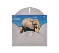 Pearl Paper Carte de vœux imprimée éléphant avec enveloppe, intérieur vierge pour anniversaire, Noël, toutes les occasions, 15,2 x 10,2 cm