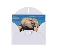 Pearl Paper Carte de vœux imprimée éléphant avec enveloppe, intérieur vierge pour anniversaire, Noël, toutes les occasions, 15,2 x 10,2 cm