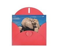 Pearl Paper Carte de vœux imprimée éléphant avec enveloppe, intérieur vierge pour anniversaire, Noël, toutes les occasions, 15,2 x 10,2 cm