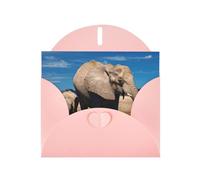 Pearl Paper Carte de vœux imprimée éléphant avec enveloppe, intérieur vierge pour anniversaire, Noël, toutes les occasions, 15,2 x 10,2 cm