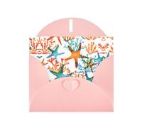 Pearl Paper Carte de vœux imprimée étoile de mer corail avec enveloppe, intérieur vierge pour anniversaire, Noël, toutes les occasions, 15,2 x 10,2 cm