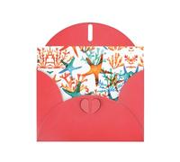Pearl Paper Carte de vœux imprimée étoile de mer corail avec enveloppe, intérieur vierge pour anniversaire, Noël, toutes les occasions, 15,2 x 10,2 cm