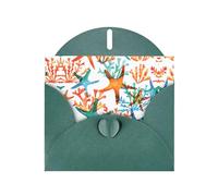 Pearl Paper Carte de vœux imprimée étoile de mer corail avec enveloppe, intérieur vierge pour anniversaire, Noël, toutes les occasions, 15,2 x 10,2 cm