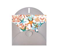 Pearl Paper Carte de vœux imprimée étoile de mer corail avec enveloppe, intérieur vierge pour anniversaire, Noël, toutes les occasions, 15,2 x 10,2 cm
