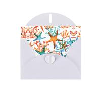Pearl Paper Carte de vœux imprimée étoile de mer corail avec enveloppe, intérieur vierge pour anniversaire, Noël, toutes les occasions, 15,2 x 10,2 cm