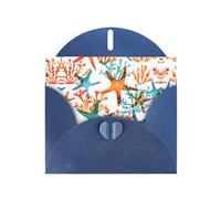 Pearl Paper Carte de vœux imprimée étoile de mer corail avec enveloppe, intérieur vierge pour anniversaire, Noël, toutes les occasions, 15,2 x 10,2 cm