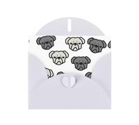 Pearl Paper Carte de vœux imprimée tête de bouledogue américain avec enveloppe, intérieur vierge pour anniversaire, Noël, toutes les occasions, 15,2 x 10,2 cm