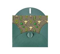 Pearl Paper Carte de vœux imprimée tête de mort de taureau et cactus mignon avec enveloppe, intérieur vierge pour anniversaire, Noël, toutes les occasions, 15,2 x 10,2 cm