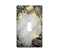 Pearl Plaque d'interrupteur mural simple pour salle de bain, élégante et luxueuse, marbre doré, taille standard, décoration pour maison, salon, chambre à coucher, appartement (simple)