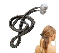 Pearl Shark Hairpin - Clip de musique en métal de qualité supérieure | Accessoire de cheveux en forme de note chic de grande taille avec une esthétique simple et une fermeture unique pour la