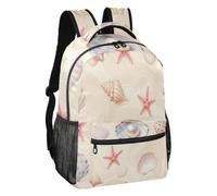 Pearl Shell Sac à dos Motif étoiles de mer Doublure douce Taille S, Étoiles de mer nacrées, M, Sac à dos | Tissu sergé polyester 4 petites poches intérieures divisées Weekend Shopping Adolescents 7-18 ans