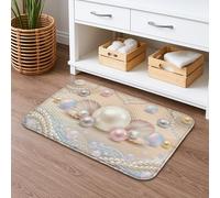 Pearl Shell Tapis de bain à séchage rapide, élégant design de perles côtières, antidérapant, en flanelle, lavable pour salle de bain, toilettes, toilettes, 50,8 x 81,3 cm