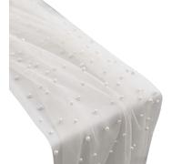 Pearl Table Runner - 75*300cm Cuttable Soft Tulle Boho Tablecloth - Holiday Wedding Pearl Sheer - All-Season Decor Solution for Home Party Centerpiece Dessert Arch Decoration Special Occasions