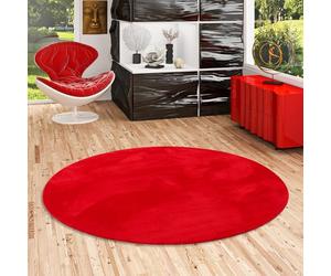 Pearl - Tapis de luxe en fourrure synthétique super douce - Rouge - Rond