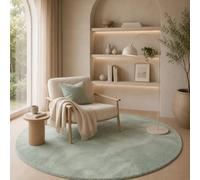 Pearl - Tapis de luxe en fourrure synthétique super douce - Vert - Rond