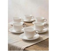 Pearl Tasse à Café 100ml Avec Soucoupes 12 Pcs (6 pers.) Design Blanc Avec Bordure Perlée Tasse Espresso PEARL 100ml SERVICE A CAFE