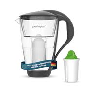 PearlCo - Carafe avec filtre à eau en verre - anthracite - 1 cartouche Alkaline classic incluse (compatible avec Brita Classic)