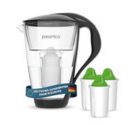 PearlCo - Carafe avec filtre à eau en verre - anthracite - 3 cartouches Alkaline classic incluse (compatible avec Brita Classic)