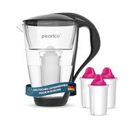PearlCo - Carafe avec filtre à eau en verre - anthracite - 3 cartouches AquaMag classic incluse (compatible avec Brita Classic)