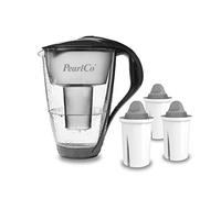 PearlCo - Carafe avec filtre à eau en verre - anthracite - 3 cartouches Protect+ classic incluse (compatible avec Brita Classic)