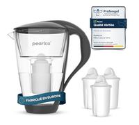 PearlCo - Carafe avec filtre à eau en verre - anthracite - 3 cartouches Universal classic incluse (compatible avec Brita Classic)