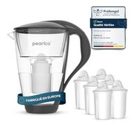 PearlCo - Carafe avec filtre à eau en verre - anthracite - 6 cartouches Universal classic incluse (compatible avec Brita Classic)