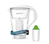 PearlCo - Carafe avec filtre à eau en verre - blanc - 1 cartouche Alkaline classic incluse (compatible avec Brita Classic)