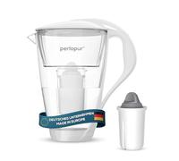 PearlCo - Carafe avec filtre à eau en verre - blanc - 1 cartouche Protect+ classic incluse (compatible avec Brita Classic)