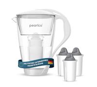 PearlCo - Carafe avec filtre à eau en verre - blanc - 3 cartouches Protect+ classic incluse (compatible avec Brita Classic)