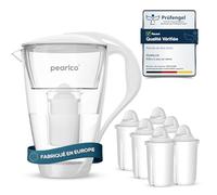 PearlCo - Carafe avec filtre à eau en verre - blanc - 6 cartouches Universal classic incluse (compatible avec Brita Classic)