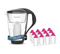 PearlCo - Carafe avec filtre à eau en verre - noir - 12 cartouches AquaMag classic incluse (compatible avec Brita Classic)
